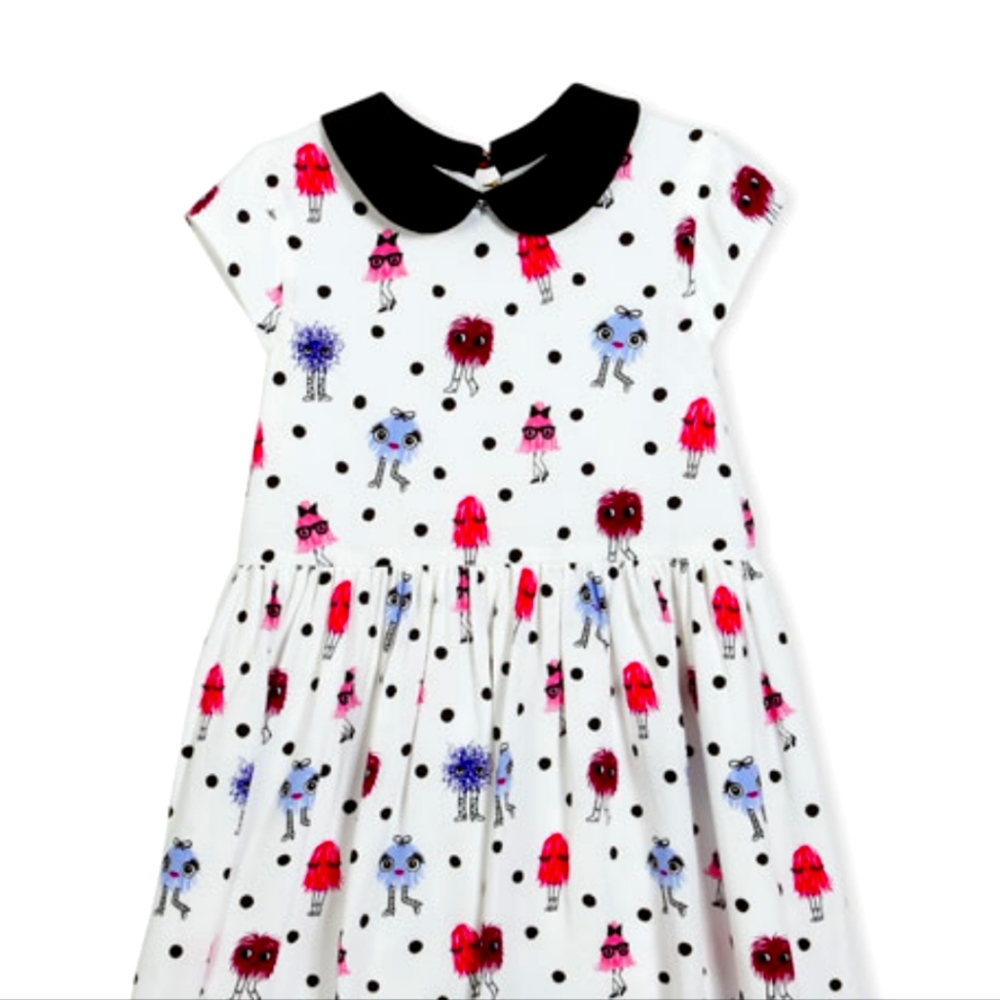 Kate Spade Girls Monster Print Pebble Crepe Dress